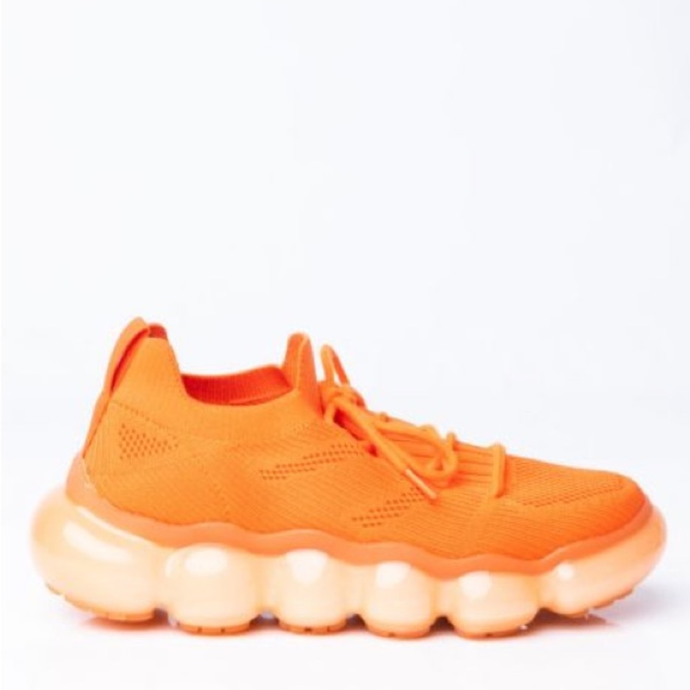 Azalea Wang Orange Sock Trainer Retro Fashion Sneaker - Picture 4 of 4